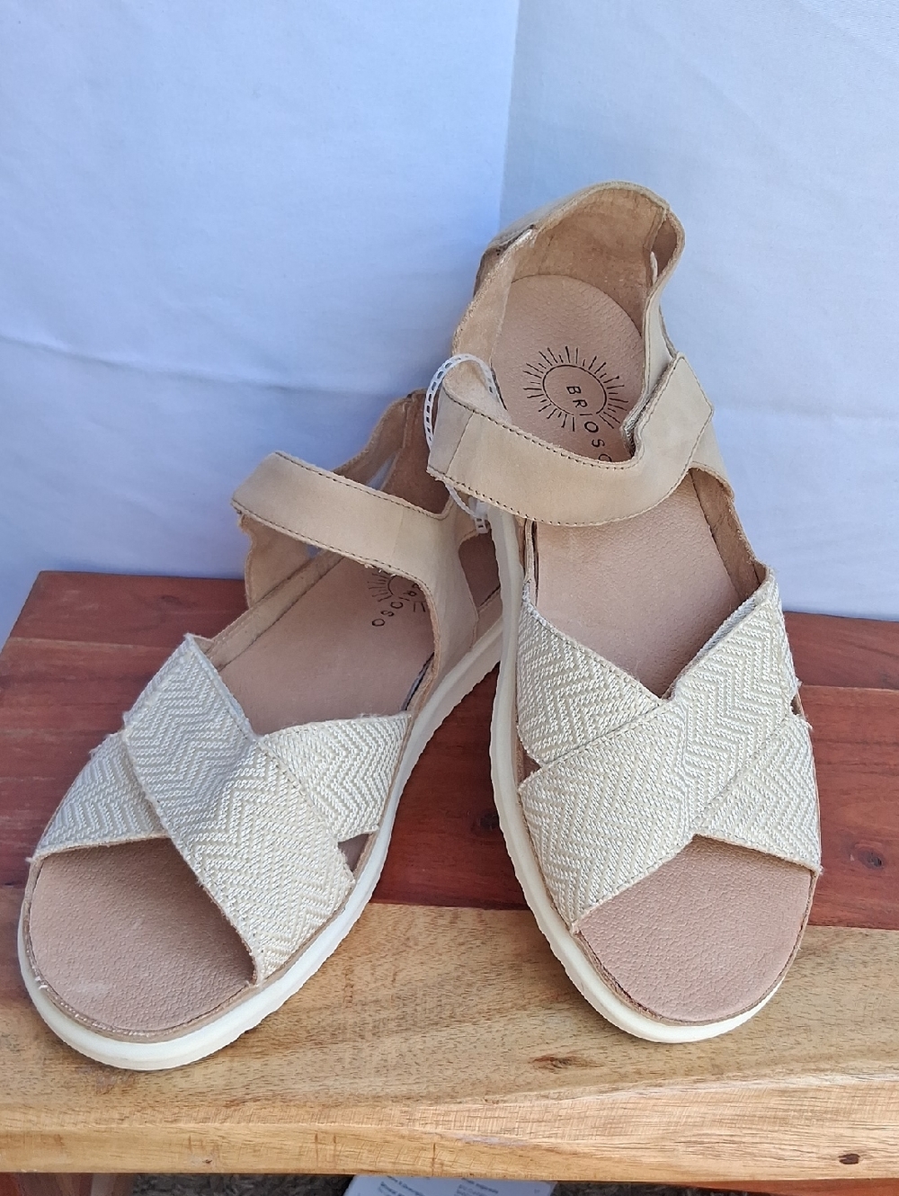 Brioso Comfort Sandals for Women in Beige - Breathable Strappy Sandal 10